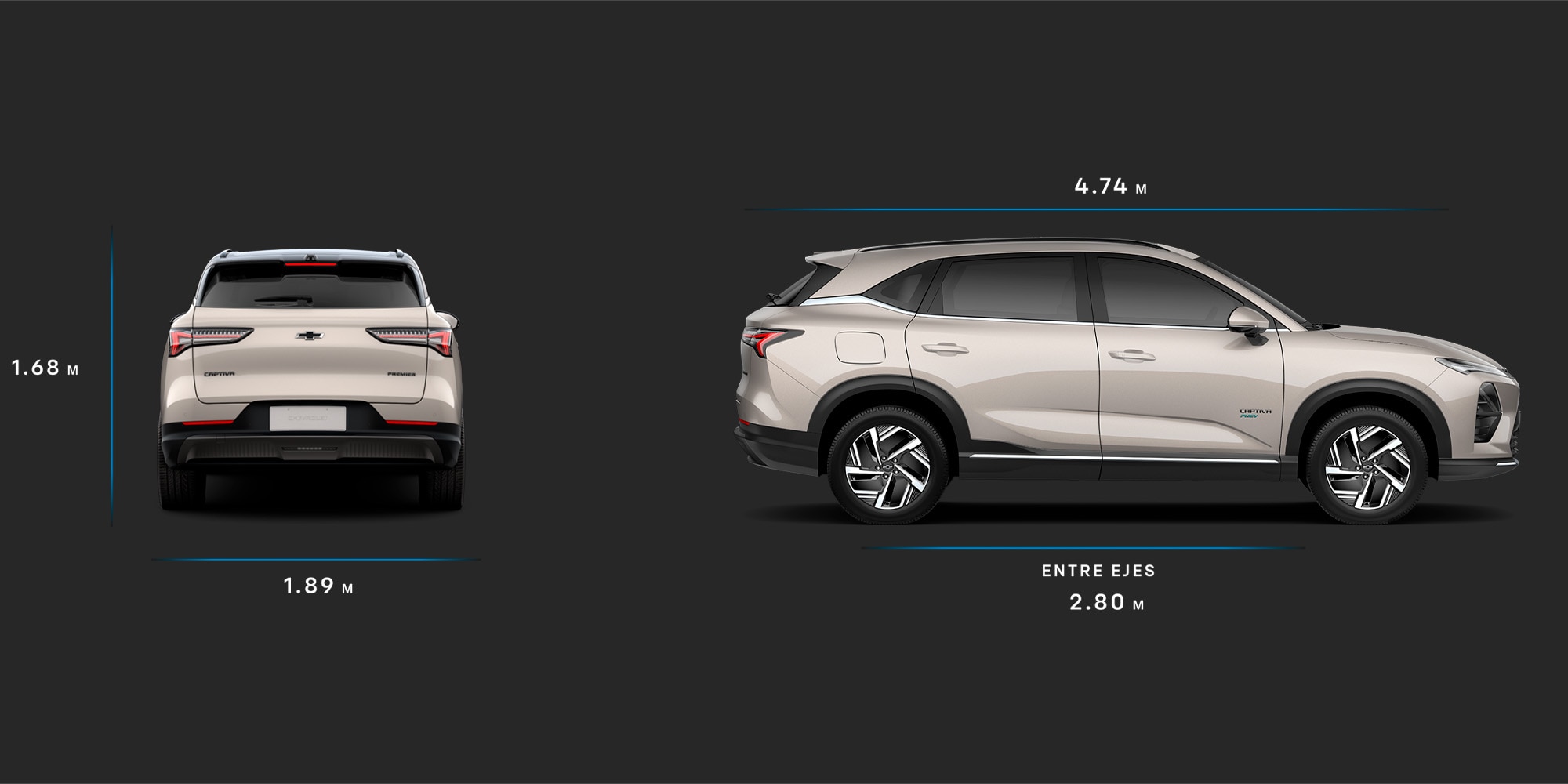 Vista dimensiones de la Chevrolet Captiva PHEV